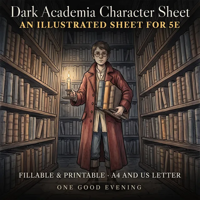 DnD Character Sheet 5e Dark Academia