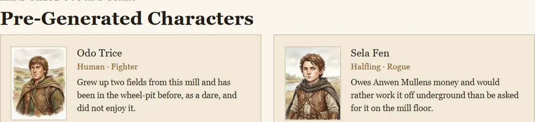 Ready-to-play characters