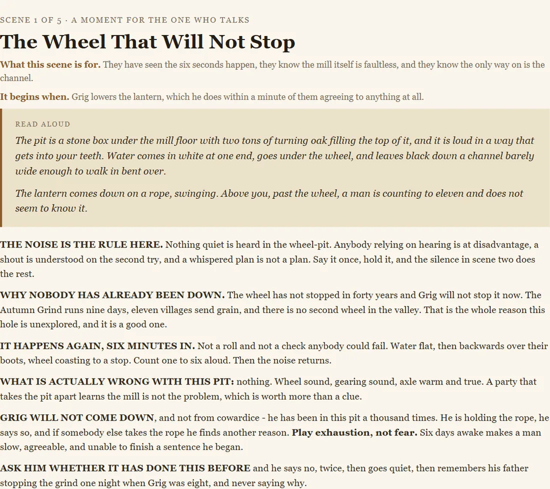 A page of read-aloud text