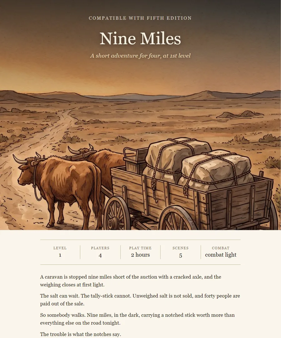 Nine Miles: free printable page 1